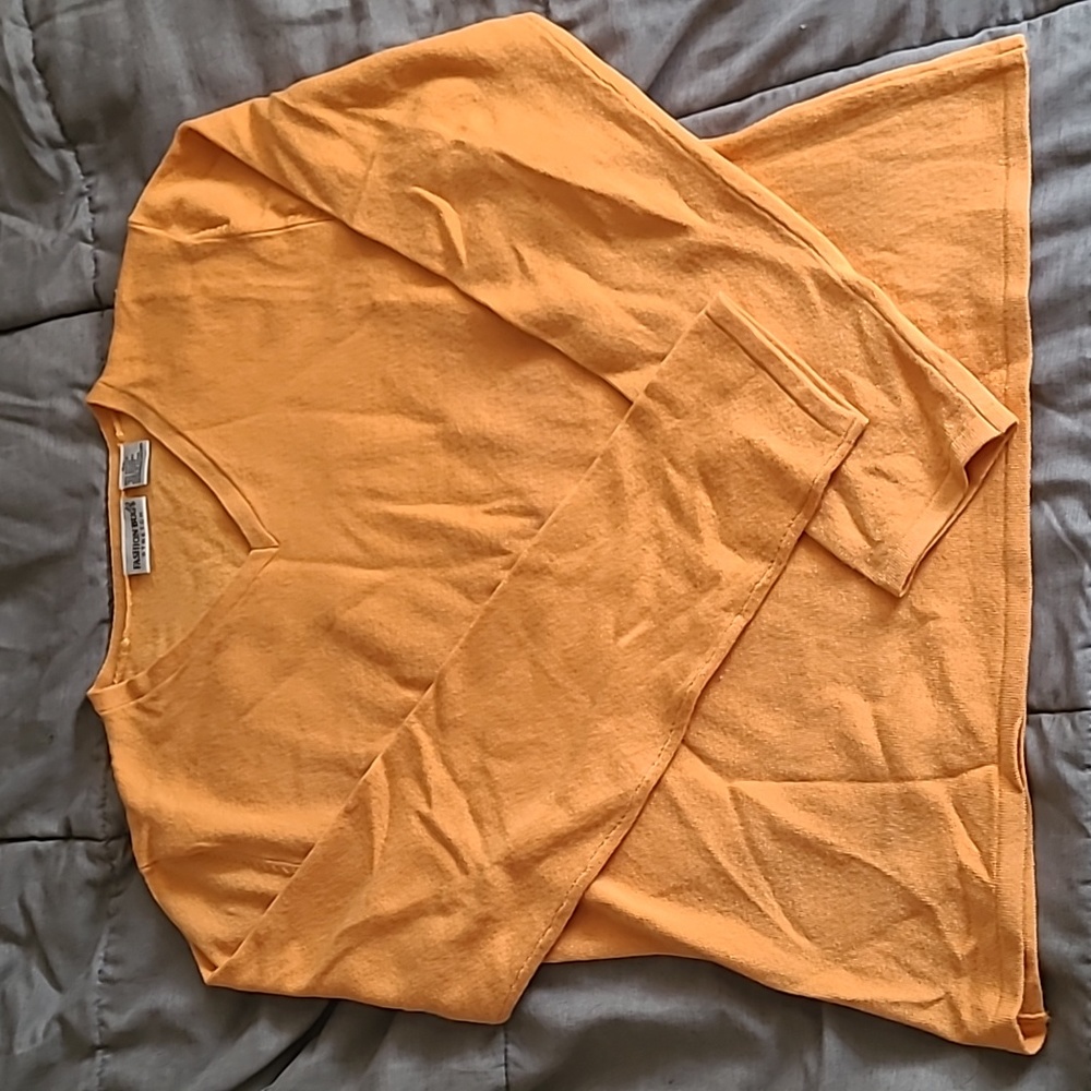 V-neck Fashion Bug stretch sweater XL orange peach lightweight long sleeve